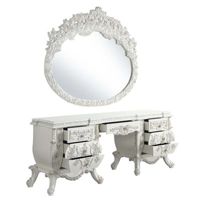 Bureau de coiffeuse Vanaheim, finition blanc antique