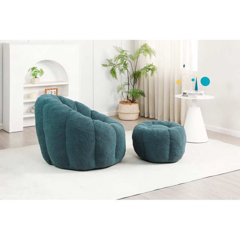 Fauteuil à billes Comfy, Vert (avec repose-pieds)