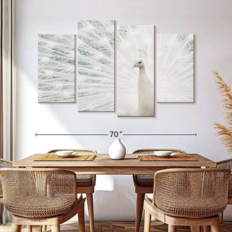 Plume de paon blanc neige Brampt, H 42 po x l 68 po