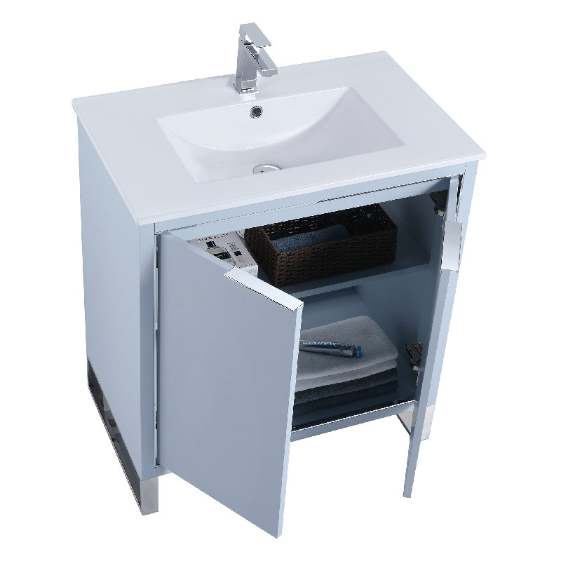 30'' Single Bathroom Vanity Set, Chrome, Pastel Blue
