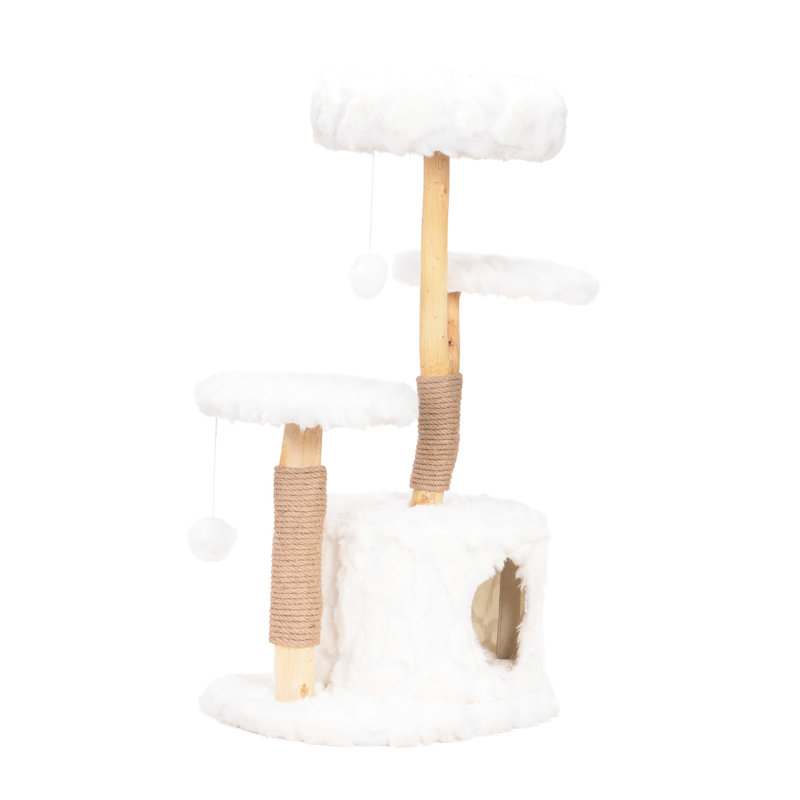 Arbre à chat moderne, tour de chat à branche naturelle, condo pour chat de luxe, mobilier pour chat d'intérieur, cadeau de chat chaton