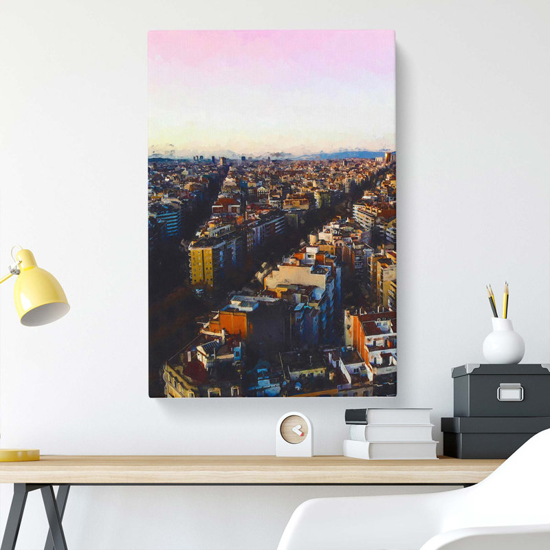 View Of Barcelona In Spain In Abstract - Wrapped Canvas, 91cm H x 60cm W x 3cm D