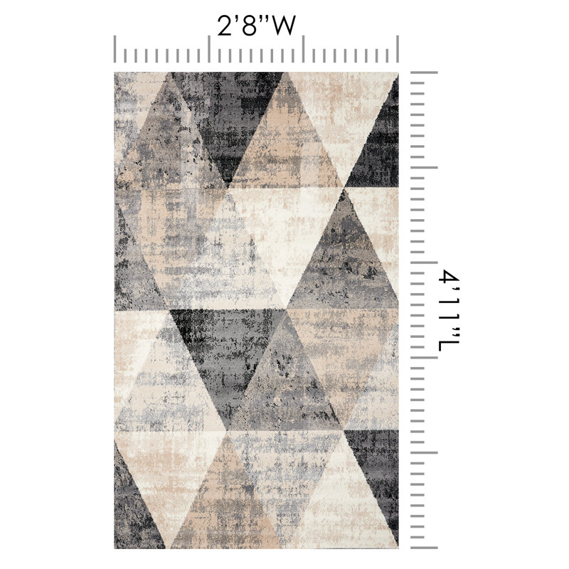 Tapis intérieur crème / brun / noir Asimina, Rectangle 2 pi 8 po x 4 pi 11 po