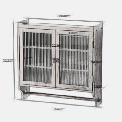 Armoire murale à double porte de style rétro avec rangement à trois niveaux, alliant charme rétro et fonctionnalité moderne pour l'organisation à la maison