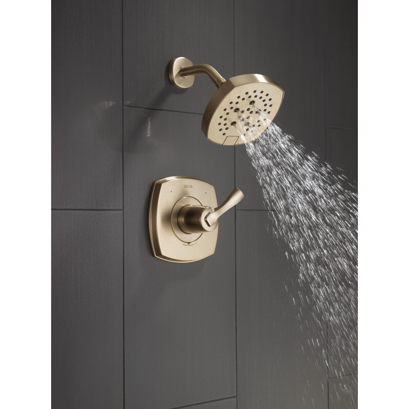 Stryke 14 Series Single-Function Shower Faucet Set, H2Okinetic Shower Valve Trim Kit, Gold