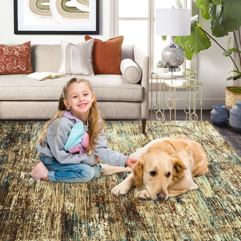Non-Slip Machine Washable Area Rugs, Modern Abstract Rug with Non-Slip Backing for Living Room Bedroom Dining Room