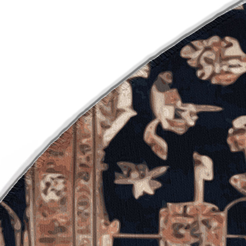 Tapis d'intérieur et d'extérieur brun Persian, Rond 5 pi