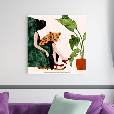 " Woman And Cheetah " Painting Print