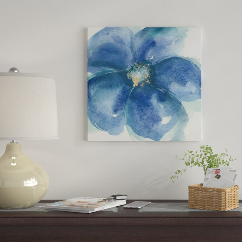 « indigo menthe iv », reproduction d’impression sur toile, H 12 po x l 12 po x P 0,75 po, Toile tendue, Pas de tapis