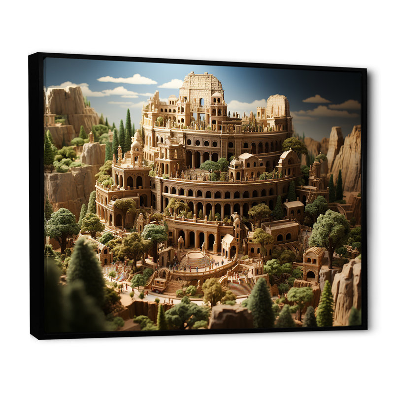 Le Colisée inspiré par les arènes romaines antiques sur toile, Cadre flottant noir, H 12 po x l 20 po x P 1 po