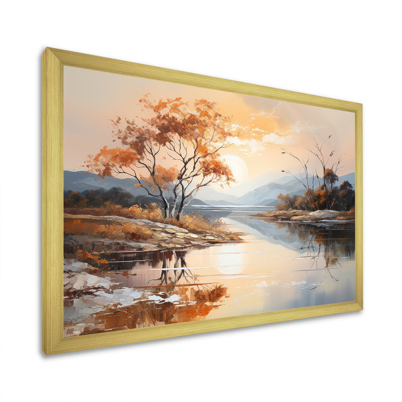 «Lakes Serenity Charm», impression sur toile, H 24 po x l 32 po x P 1 po, Cadre doré simple