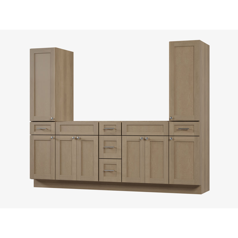 Ensemble de meuble-lavabo double 90 po Disar, Chêne naturel