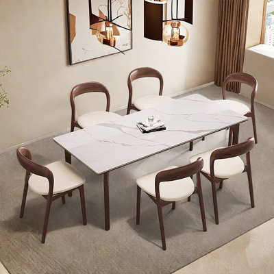 Modern deluxe rectangular rock plate dining table
