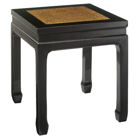 Hangzhou Solid Wood Accent Stool, Black Lacquer