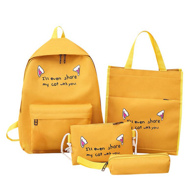 waterproof backpack Campus Student Backpack Four Piece Set Student Backpack Cloth Waterproof Backpack