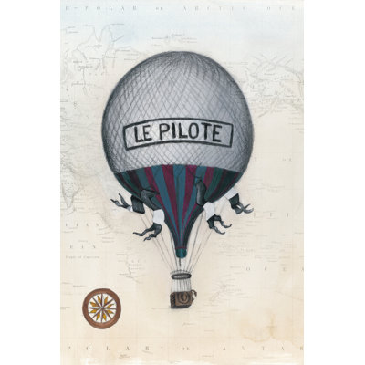 Vintage Hot Air Balloons II by Naomi McCavitt - Wrapped Canvas Painting