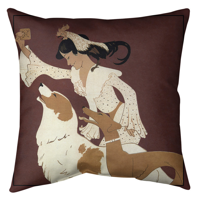 Coussin de sol à affiche pour chien rétro Auguste Roubille-standard, 28 po x 28 po, Rouge