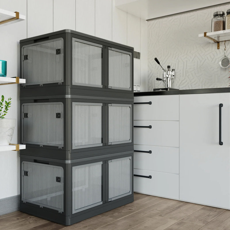 3 Pack Stackable Folding Storage Closet with Lid