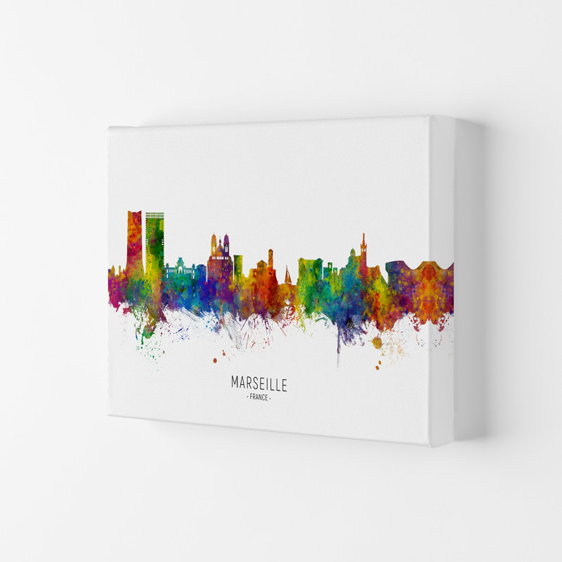 Marseille France Skyline by Michael Tompsett - Print, Wrapped Canvas, 42cm H x 59.4cm W x 4cm D