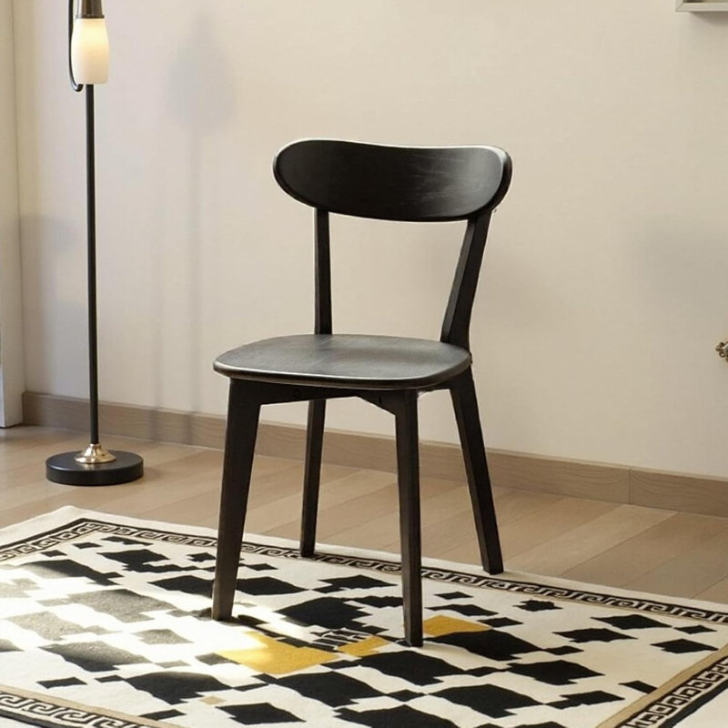 BFY Solid Wood Wing Back Side Chair, Black-finish Oak