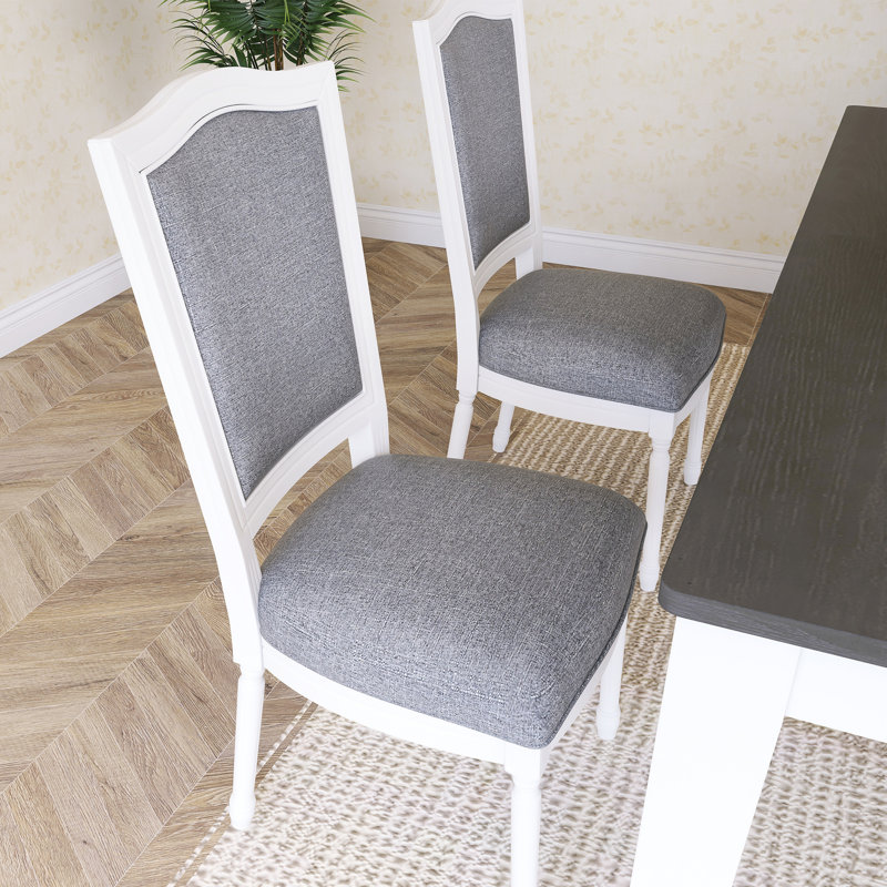 Ensemble de table de salle à manger extensible avec rallonge amovible de 18 pouces, Gris, Gris / Blanc, Blanc