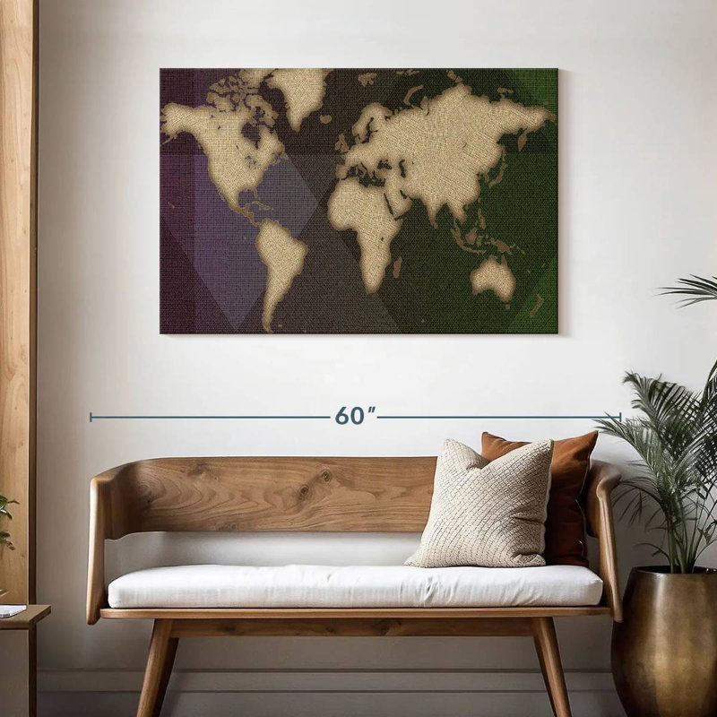 Carte du monde de la flanelle d'Aliaz, H 30 po x l 45 po