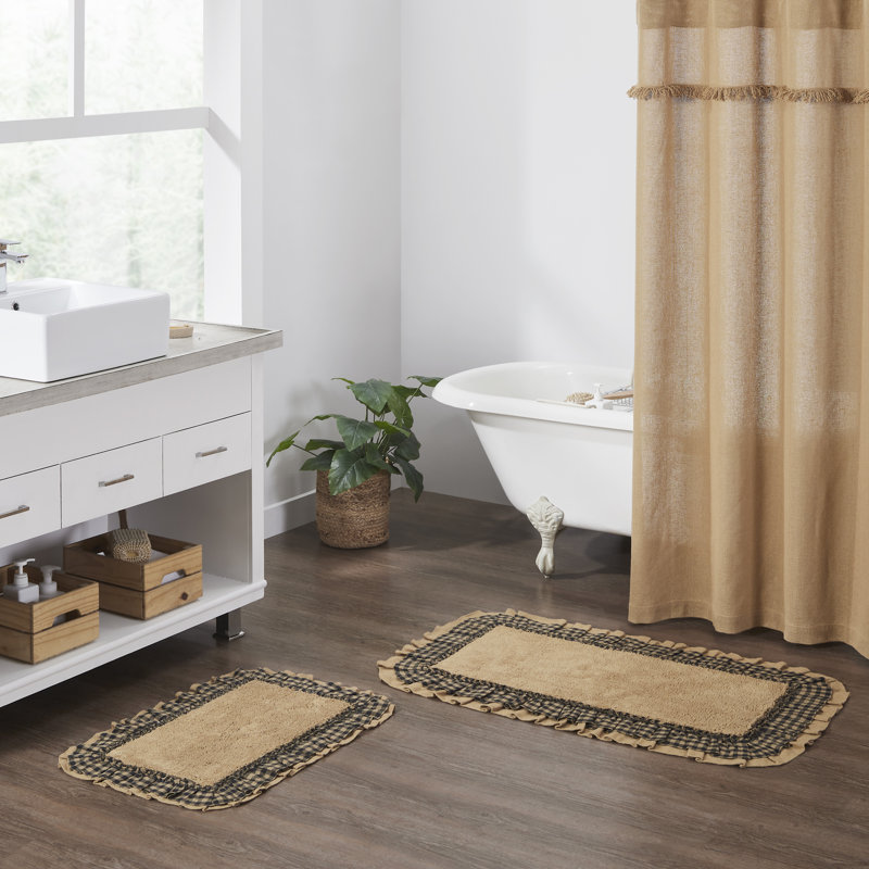 Dasha 100% Cotton Non-Slip Bath Mat, 20" W x 30" L, Country Black