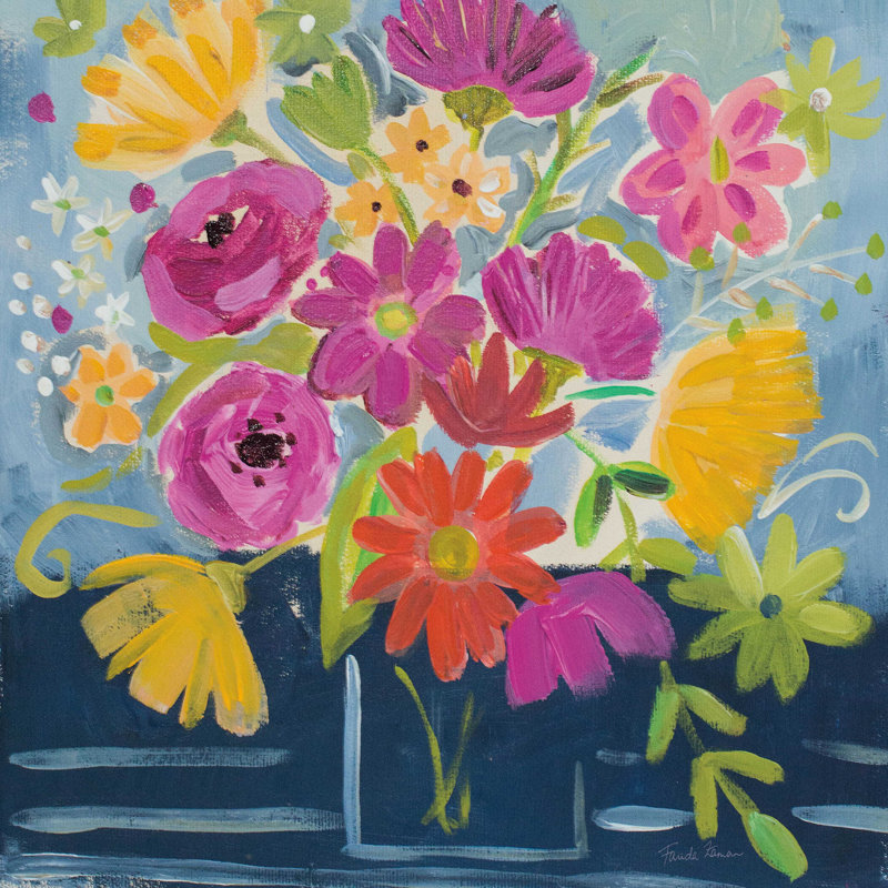 Folk floral III, H 20 po x l 20 po
