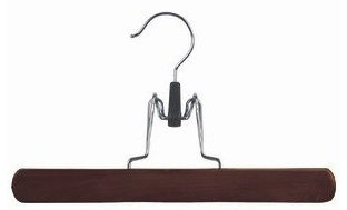 Cintre en bois pour pinces / jupes, Noyer / Chrome