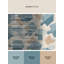 Tapis abstrait moderne et contemporain lavable à la machine à motif de Hanoukka beige - reliure bleu ciel-687640549