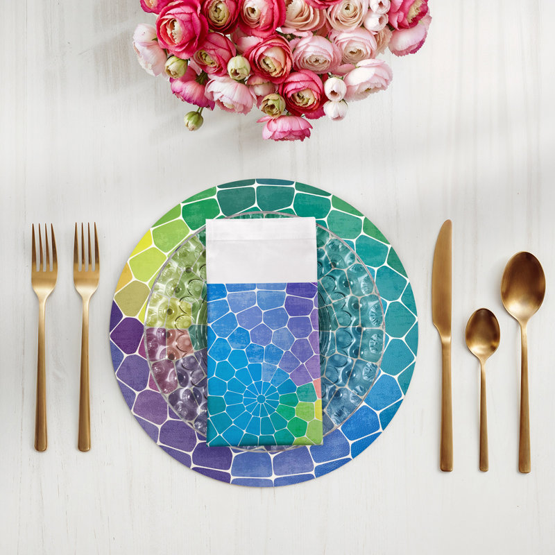 Mosaic Cotton Sateen Dinner Napkins, Purple Multi