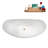 75" Streamline Soaking Glossy White Acrylic Freestanding Bathtub, Bamboo Tray, Drain-103682433