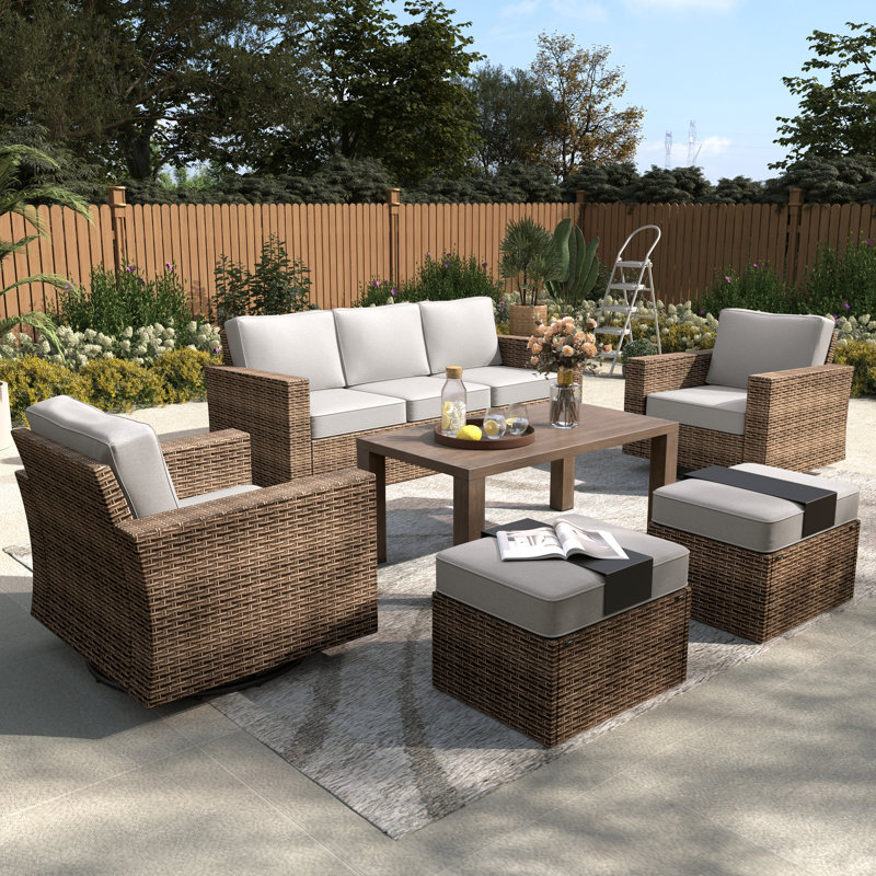 Outdoor Wicker Patio Conversation Furniture Set, Yes