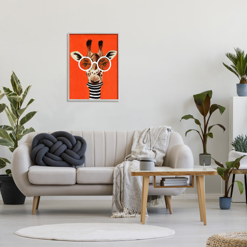 Girafe audacieuse et lunettes, H 30 po x l 24 po x P 1,5 po, Estampe numérique Farmhouse