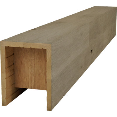 Americraft Wood Wire Brushed Beam, 3-Sided (U-Beam), 7 1/2"W x 5 1/2"H x 192"L, Weathered Grey Finish, Stain Grade Knotty Alder