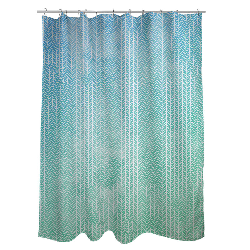 Rideau de douche Katelyn Elizabeth Ombre - Style géométrique moderne, Bleu / Vert