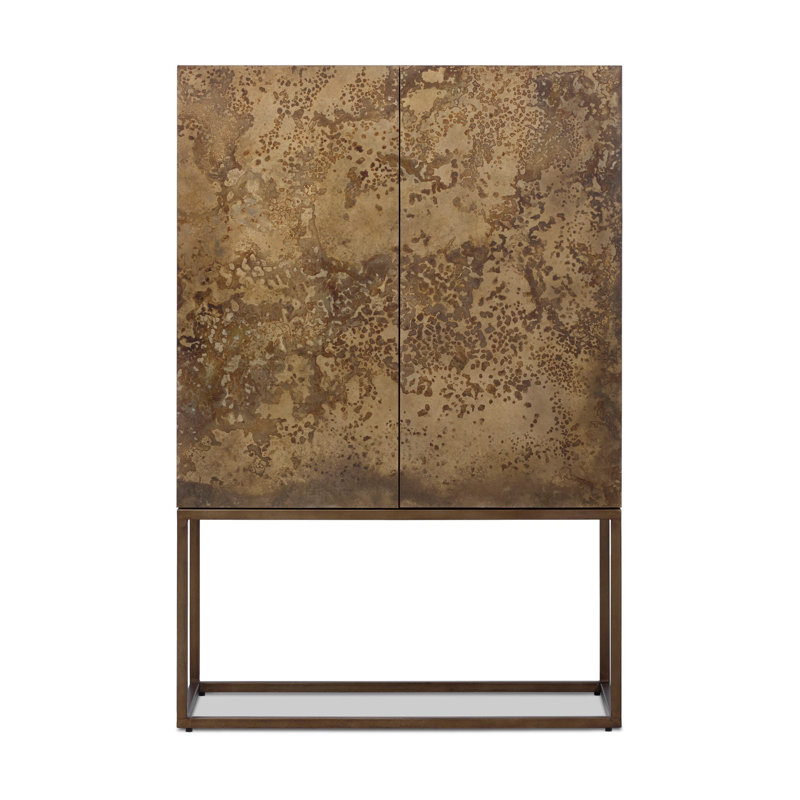 Roman Bar Cabinet, Antiqued Brass Aluminum