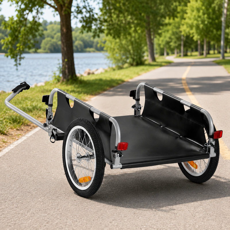 Remorque cargo pliable pour vélo : capacité de 45 kg, roues de 40 cm, attelage à dégagement rapide, réflecteurs, compatible avec les vélos de 56 à 71 cm