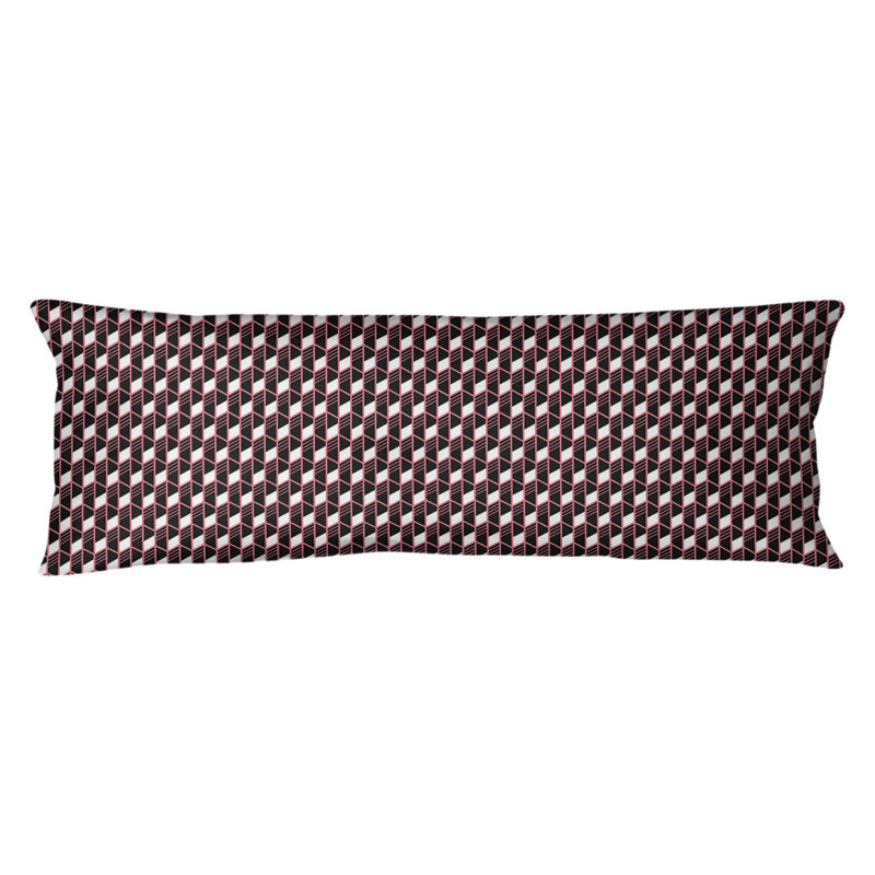 Coussin lombaire géométrique, Bourre en polyester, Corail
