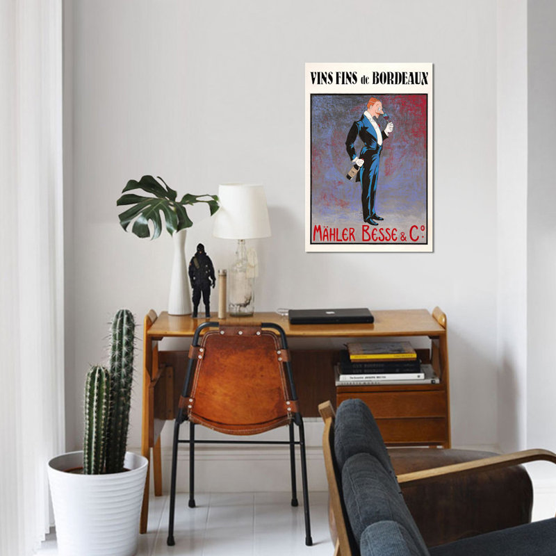 « monocle », affiche rétro sur toile, H 26 po x l 18 po x P 1,5 po, Pas de tapis, Toile tendue