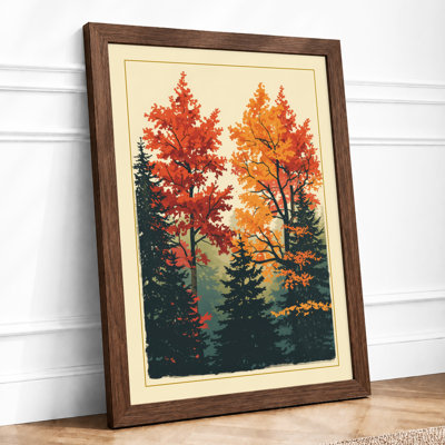 Autumn Woodland Layers Rustic - Framed Print