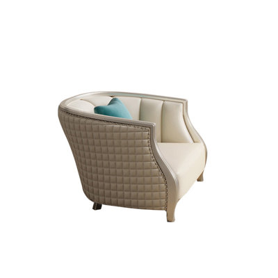 Fauteuil demi-tonneau en cuir véritable American Light Luxury