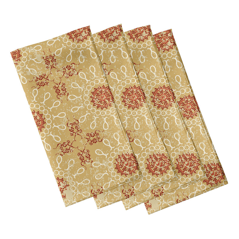 Polyester Floral Square Napkin, Yellow
