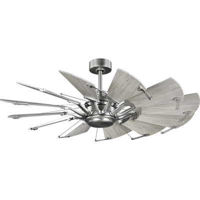 Springer 52" Windmill Antique Nickel Ceiling Fan with White Barnwood Blades