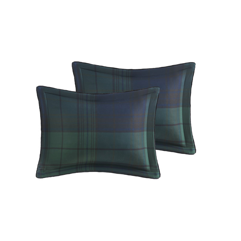 Full Green Plaid Faux Fur Down Alternative Comforter Set