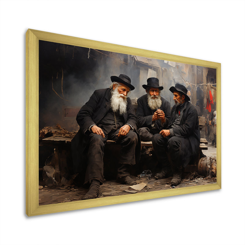 Judaïsme dévotion III sur toile, Cadre doré simple, H 24 po x l 32 po x P 1 po