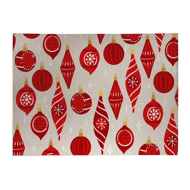 Tapis de cuisine à profil bas Ornaments, Rectangle 5 pi x 7 pi, Ivoire ivoire