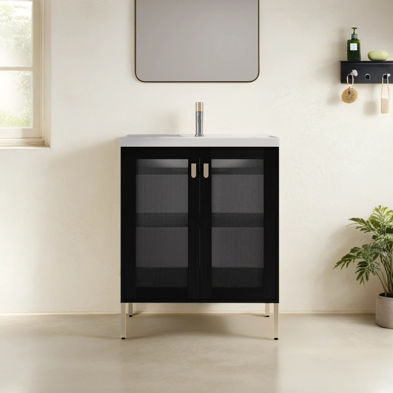 Bounton 27.82 " W Freestanding Standard Free Standing 1 Single Vanity Bathroom Vanity With Ceramic Top