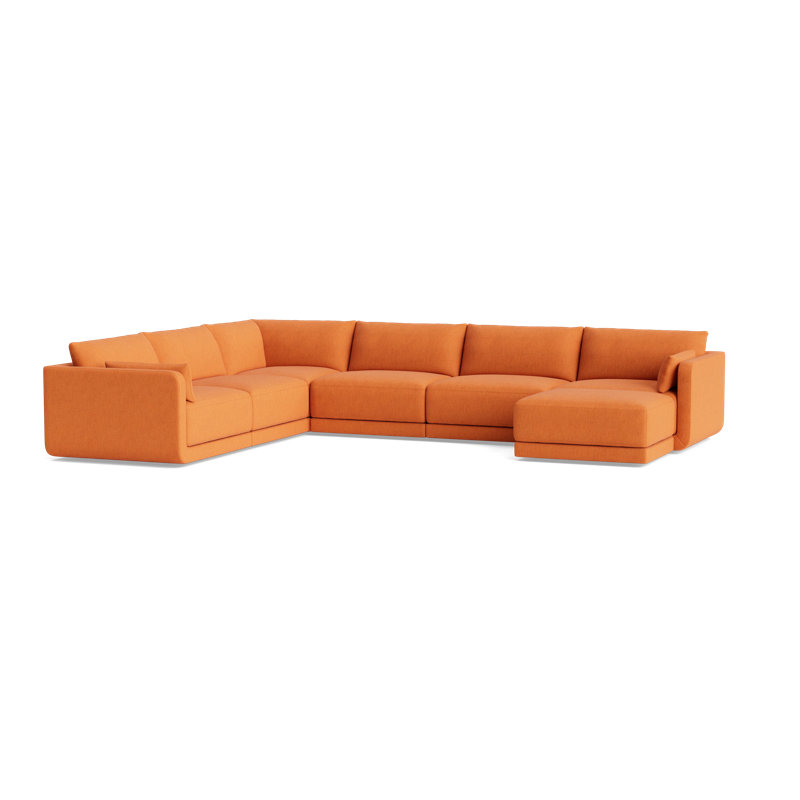 Eva Modular Sectional, Performance Weave - Carrot
