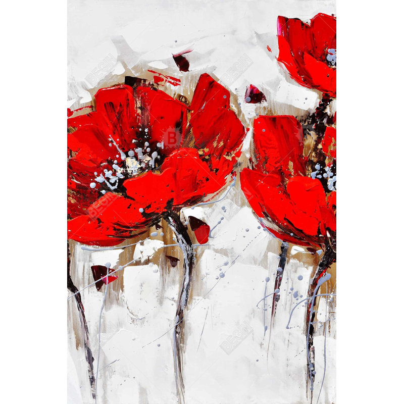 " Red Poppies With Texture "